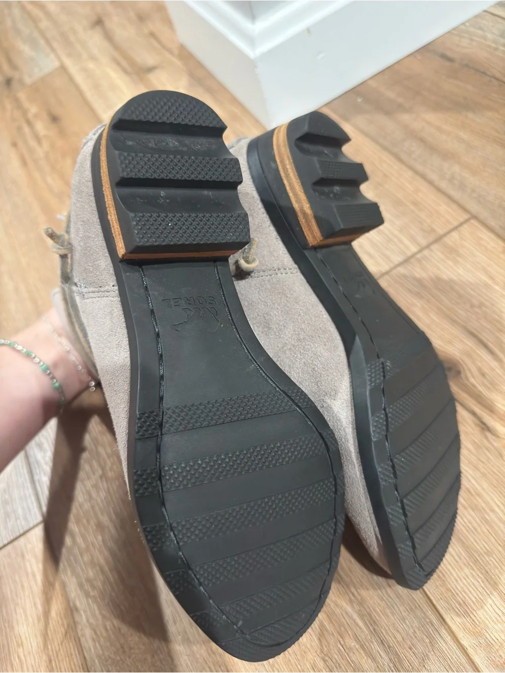 SOREL Gray Genuine Suede Tassel Accent Boho Mini Ankle Boots | Women’s Size 6.5